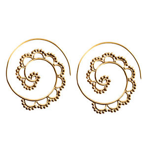 【送料無料】ピアス　ゴールドトーンスパイラルピアス　81stgeneration messing gold ton spiral ethnic tribal ohrringe