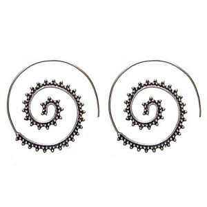 【送料無料】ピアス　シルバートーンスパイラルピアス　81stgeneration messing silber ton spirale dotwork stammes ethnische ohrringe