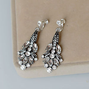 【送料無料】ピアス　ピアス　クリップシルバーキャンドルホルダークリスタル×ビンテージクラスohrringeohren clips silber kerzenhalter kristall vintage class ehe x10