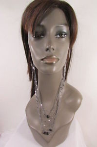 【送料無料】ピアス　ファッショナブルエキストラロングチェーンネックレスビーズピアス　damen extra lang zinnmetall ketten modische ohrringe verbunden halskette perlen