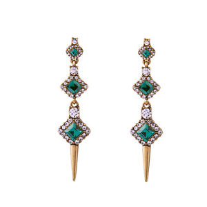 【送料無料】ピアス　ピアス　ゴールデンアールデコクリップグリーンレトロohrringeohren clip auf golden art deco grn gepflastert spitz fein retro a16｜hokushin