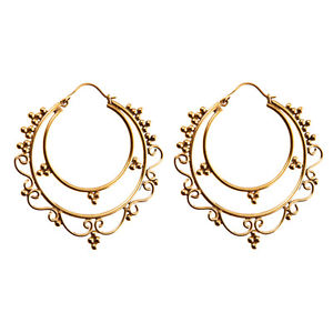 【送料無料】ピアス　トライバルフープピアス　ゴールドトーン81stgeneration messing gold ton ethnische runde tribal hoop large ohrringe