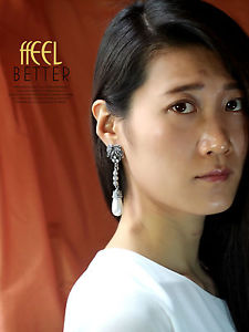 【送料無料】ピアス　パールレトロシルバーリーフクリップピアス　ohrringe clips silber lang blatt tropf perle ehe retro x13