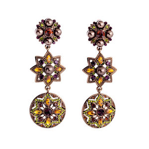 【送料無料】ピアス　ピアス　クリップラウンドブラウンオレンジカッパーレトロオリジナルohrringe clips lang runde braun amber kupfer retro original geschenk j4｜hokushin