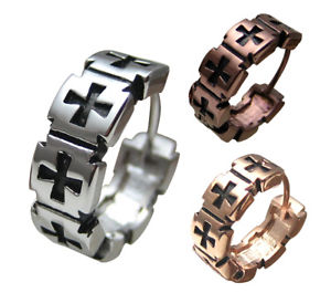 【送料無料】ピアス　レディースピアス　シルバーピンクゴールドブラウンステンレススチールフープクロス2x kikuchi herren damen ohrringe kreuz 7 silber rotgold braun edelstahl creolen 13,485円