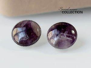 【送料無料】ピアス　ピアス　クリップシルバーハーフアメジストパープルレトロohrringeohren clips silber halbe perlen stein amethyst violett retro j7