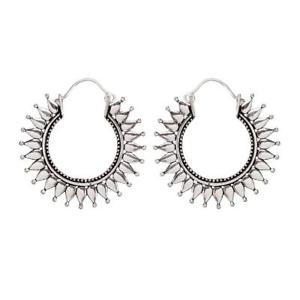 【送料無料】ピアス　シルバーサンフープピアス　81stgeneration silber messing 35 mm ethnisch stammes sonne creolen ohrringe｜hokushin