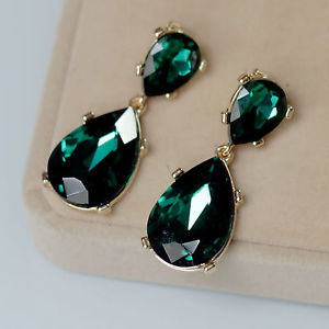 【送料無料】ピアス　ゴールデンピアス　クリップビンテージエメラルドドロップohrringe clips golden zwei tropfen grn smaragd ehe vintage j8