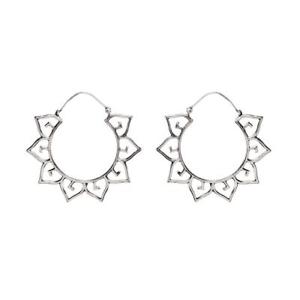 【送料無料】ピアス　シルバーフープピアス　81stgeneration silber messing 50 mm lotus blume traditionell creolen ohrringe