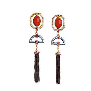 【送料無料】ピアス ゴールデンピアス クリップアートデコレッドメタルボンメルohrringe clips golden art deco rot bommel metall gepflastert ethnisch x15|hokushin