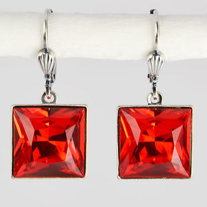 【送料無料】ピアス　ピアス　スワロフスキークリスタルサイアムgrevenkmper ohrringe swarovski kristall silber carre 12 mm rot light siam