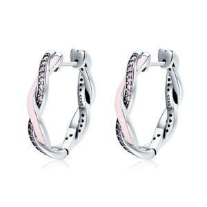 【送料無料】ピアス　ピアス　クレオールスターリングシルバーピンクツイストohrringe 925 sterlingsilber pink twist of fate creole damen｜hokushin