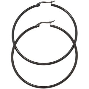 【送料無料】ピアス ブラックコーティングステンレススチールピアス フープロールバーレディースcreolen rund edelstahl schwarz beschichtet ohrringe, klappcreolen, damen|hokushin
