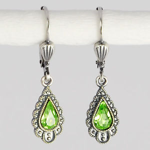 【送料無料】ピアス　ピアス　スワロフスキークリスタルシルバービンテージドロップペリドットgrevenkmper ohrringe swarovski kristall silber tropfen vintage grn peridot