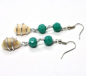 【送料無料】ピアス アルミシェルクリスタルピアス ohrringe das aluminium lang 6 cm mit muscheln und kristall grn wasser|hokushin