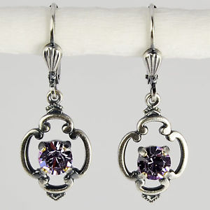 【送料無料】ピアス ピアス スワロフスキービンテージレトロパープルバイオレットクリスタルシルバーgrevenkmper ohrringe swarovski kristall silber rund vintage retro lila violet|hokushin