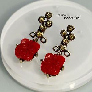 【送料無料】ピアス　ピアス　ファッションクリップゴールデンペンダントローズohrringe mode clips golden anhnger blume rose rot individuelle j1｜hokushin 14,615円
