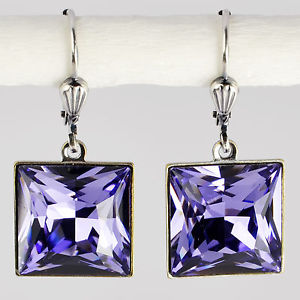 【送料無料】ピアス　ピアス　スワロフスキークリスタルタンザナイトgrevenkmper ohrringe swarovski kristall silber carre 12 mm lila tanzanite｜hokushin