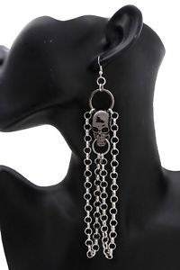 【送料無料】ピアス レディースファッションチェーンピアス スケルトンセットdamen mode silber metallkette ohrringe satz skelett totenschdel stein|hokushin