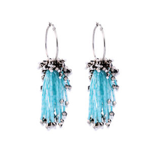 【送料無料】ピアス　クレオールシルバーリングキャンドルホルダータッセルパールピアス　ohrringe silber kreole ring kerzenhalter quaste perle blau hell xx24｜hokushin 14,804円