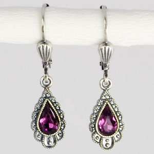 【送料無料】ピアス　ピアス　スワロフスキークリスタルシルバービンテージアメジストドロップgrevenkmper ohrringe swarovski kristall silber tropfen vintage lila amethyst
