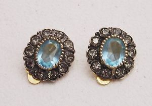 【送料無料】ピアス　ビンテージシルバーストーンピアス　ohrclips vintage silber mit stein oval oma19｜hokushin