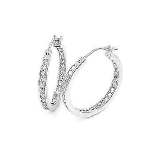 【送料無料】ピアス　レディーススターリングシルバーラウンドフープアウトdamen 925 sterlingsilber rund cz in amp; out creolen｜hokushin 13,286円
