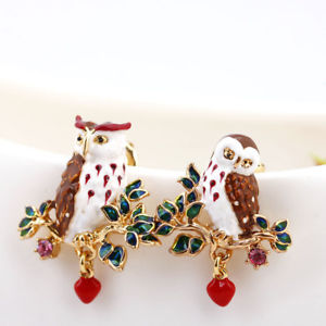 【送料無料】ピアス ピアス クリップフクロウエナメルブラウンホワイトレッドチップohrringe clip chips vogel eule emaille braun wei rot l2|hokushin