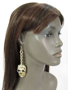 【送料無料】ピアス レディースファッションピアス ゴールドメタルチェーンセットフックスケルトンdamen mode ohrringe satz gold metall ketten gro totenkopf haken skelett|hokushin