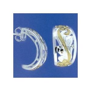 【送料無料】ピアス　シルバーイエローゴールドハワイアンプルメリアプリンセスフリルカットsilber 925 gelbgold hawaiischer ausgeschnitten frangipani prinzessin schnrkel