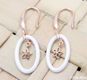 【送料無料】ピアス シルバーピンクレッドゴールドハワイアンプルメリアピアス 925 silber rosa rotgold hawaii plumeria blume weie keramik ovale ohrringe|hokushin