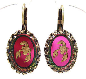 【送料無料】ピアス　ピアス　ビンテージボヘミアガラスブロンズスクラップピアス　soho ohrhnger ohrringe sternzeichen krebs vintage bohemia glas bronze altgold