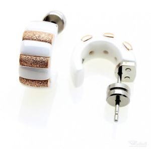 高級素材使用ブランド 送料無料 ピアス ステンレススチールローズセラミックホワイトレディースピアス ebdepi 7763 Hotel Lesauvage Com
