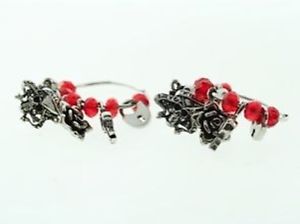 【送料無料】ピアス　エドハーディアートルビーステンレスフープed hardy knstlicher rubin edelstahl charm creolen
