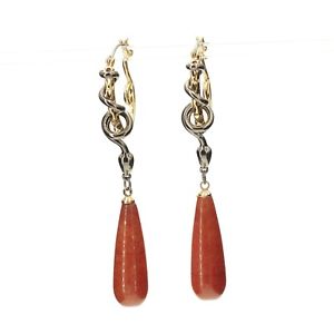 【送料無料】ピアス　ピアス　ゴールデンリングノワールohrringe golden ring serpent noir tropf lang quarz rot qd3