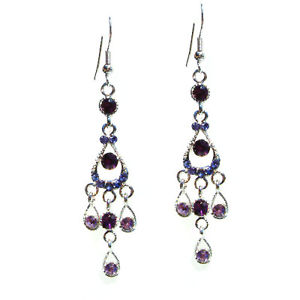 【送料無料】ピアス　スワロフスキークリスタルハンガーピアス　mit swarovski kristall ~ lila hochzeit brautjungfer hnger lange ohrringe｜hokushin