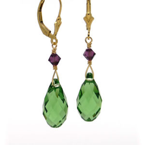 【送料無料】ピアス　ラベンダーピアス　クリスタルアイオライトｋゴールドグリーン lavendel charme kristall pampel ohrringe prasiolith grn ygf 14k gold 585