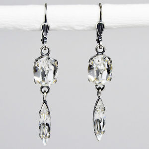 【送料無料】ピアス　ピアス　スワロフスキークリスタルシルバークリアクリスタルgrevenkmper ohrringe swarovski kristall silber oval navette lang klar crystal