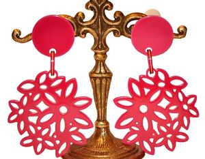 【送料無料】ピアス　フランスデザイナーフレンチピンクフラワーピアス　franzsischer designer spektakulre franzsisch pink harz lang blume ohrclips