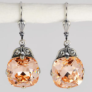 【送料無料】ピアス　ピアス　スワロフスキークリスタルシルバーピンクライトピーチgrevenkmper ohrringe swarovski kristall silber rund 12 mm rosa light peach