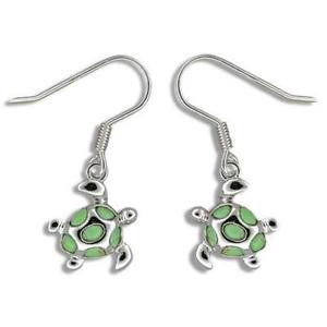 【送料無料】ピアス　ターコイズグリーンハワイピアス　シルバーワイヤーフック13mm silber 925 trkisgrn hawaiischer meeresschildkrte ohrringe draht haken