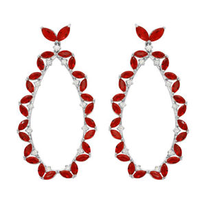 【送料無料】ピアス　レディーススターリングシルバーピアス　ハンガーdamen 925 sterlingsilber rh rot cz hnger ovale ohrringe 16,485円