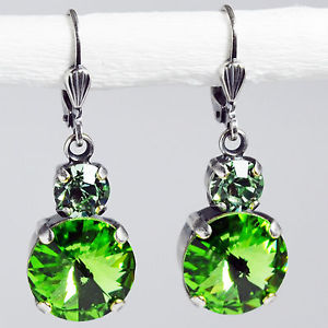 【送料無料】ピアス　ピアス　スワロフスキークリスタルシルバーペリドットgrevenkmper ohrringe swarovski kristall silber rund grn peridot chrysolite 22,052円