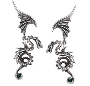 【送料無料】ピアス　ドラゴンエメラルドゴシックウィングピアス　bestia regalis drachen amp; flgel ohrringe smaragd kristall alchemy gothic e286 14,585円