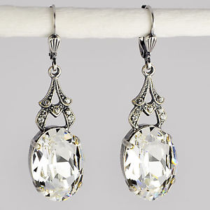【送料無料】ピアス　ピアス　スワロフスキークリスタルシルバーオーバルビンテージレトロクリアクリスタルgrevenkmper ohrringe swarovski kristall silber oval vintage retro klar crystal