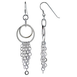 【送料無料】ピアス　スターリングシルバーダブルサークルカットアウトピアス　タイプチェーンsterlingsilber doppelkreis ausschnitt lang ohrringe m rolotype ketten