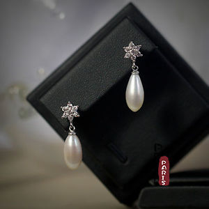 【送料無料】ピアス　ピアス　パールホワイトスターリングシルバーohrringe zuchtperle tropf lang wei 925 sterling silber 14mm h