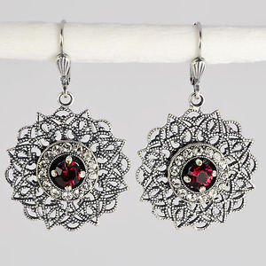 【送料無料】ピアス　ピアス　スワロフスキークリスタルシルバーラウンドビンテージレッドルビーgrevenkmper ohrringe swarovski kristall silber rund pav vintage rot ruby 16,086円