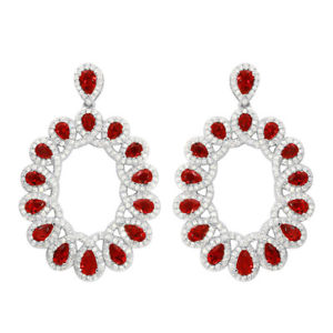 【送料無料】ピアス レディーススターリングシルバーピアスdamen 925 sterlingsilber rechts en oval rot cz hngende ohrringe|hokushin