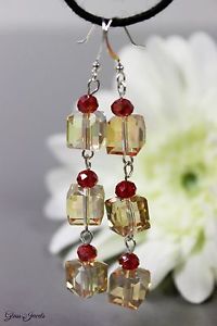 【送料無料】ピアス　ガラスシルバーピアス　ピアス　ビーズキューブオレンジレッドパーティglass jewels silber ohrringe ohrhnger perlen wrfel orange rot party l068｜hokushin 12,395円